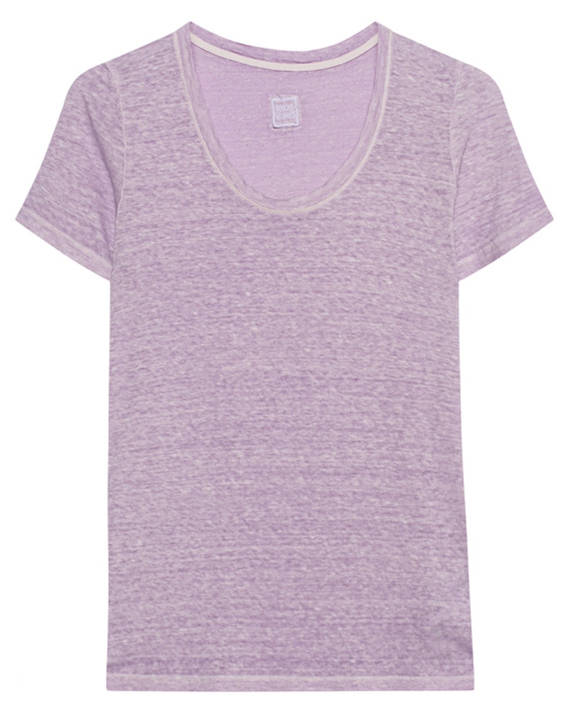 120% Lino Damen Leinen-T-Shirt mit Rundhalsauschnitt