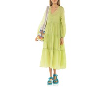 Ausgestelltes Baumwoll-Midi-Kleid