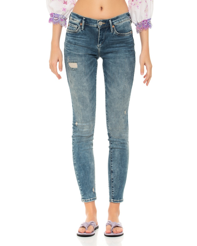 True Religion Damen Mid-Waist Skinny Jeans mit Destroyed-Details