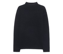 Rippstrick-Pullover mit Stehkragen