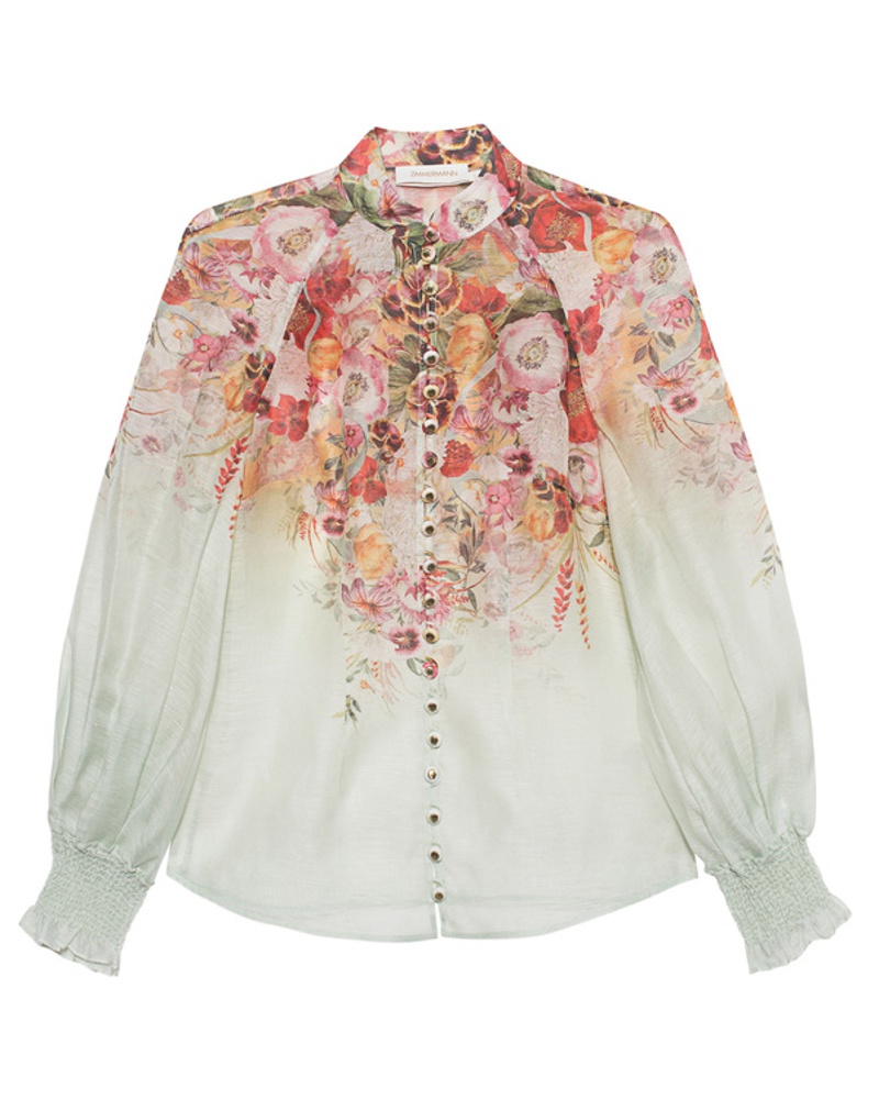 Zimmermann Damen Florale Leinen-Seiden-Mix Bluse