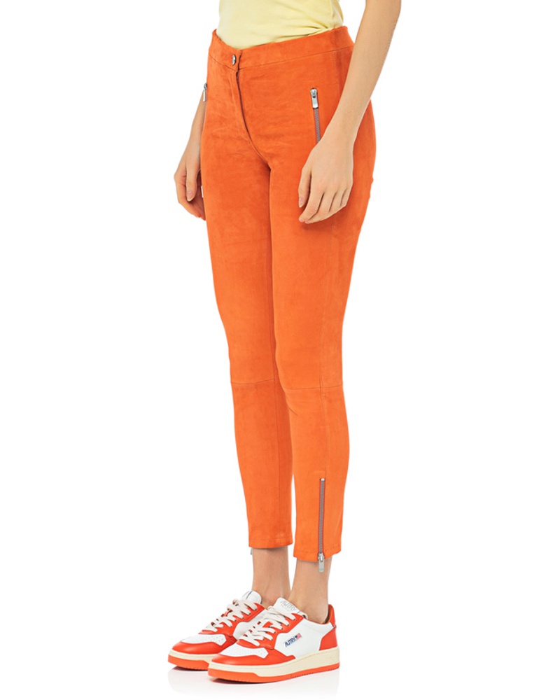Arma Damen Wildleder-Hose mit Reißverschluss-Details