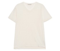 Leinen-T-Shirt mit V-Ausschnitt