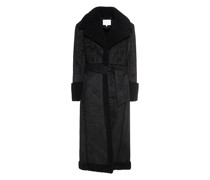 Bestickter Oversize Fake-Fur Mantel mit Bindegürtel