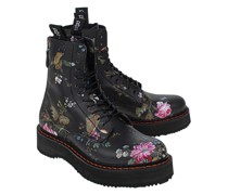 Leder-Boots mit Blumen-Print
