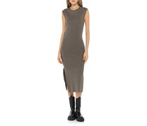 Feinripp-Kleid mit Cut-Out und Schlitzen