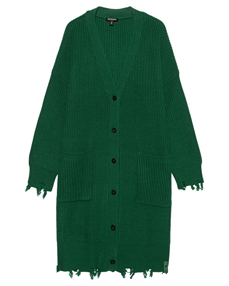 True Religion Damen Oversized Cardigan mit Taschen
