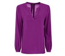 Seiden-Mix Bluse mit Schlitz-Ausschnitt