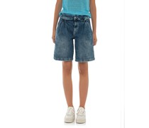 Bundfalten-Jeans-Shorts