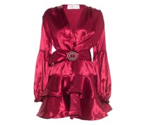 Seiden-Mix Kleid mit Volants