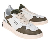 Leder-Sneaker mit Frottee-Details