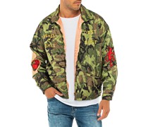 Bestickte Stepp-Camouflage-Jacke im Vintage-Stil