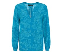 Gemusterte Seiden-Mix Bluse mit Schlitz-Ausschnitt