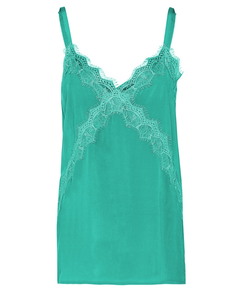 Jadicted Damen Seiden-Mix Top mit Spitze