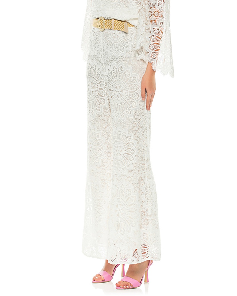 Zimmermann Damen Spitzen-Hose mit Gürtel