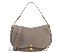 Coccinelle Magie Suede Schultertasche taupe