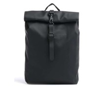 Rains Mini Rolltop Rucksack schwarz