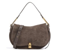 Coccinelle Magie Suede Schultertasche dunkelbraun