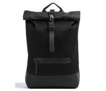 Rains Mesh Rolltop Rucksack schwarz