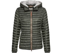 Kapuzen-Steppjacke mit Strickeinsatz