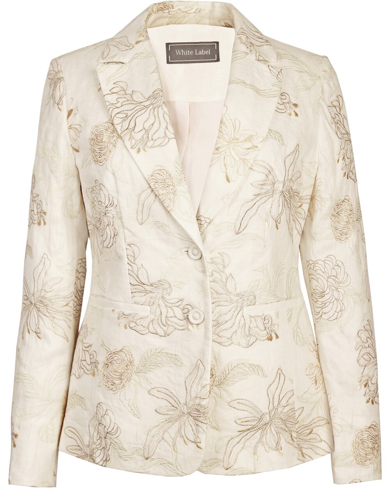 White Label Damen Blazer mit floralem Allover-Stick