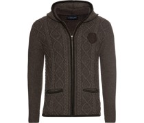 Zopfstrickjacke mit Kapuze