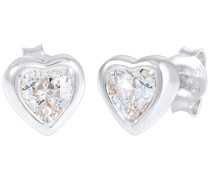 Ohrringe Herz Liebe Symbol Zirkonia Kristalle 925 Silber