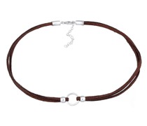 Halskette Trend Choker Kreis Band Braun 925 Silber Ketten