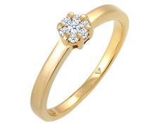 Ring Blume Verlobung Diamant (0.12 ct.) 585 Gelbgold Ringe