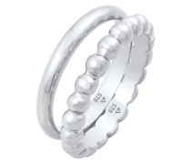 Ring Bandring 2er Set Basic Kugel Design 925 Silber Ringe