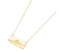 Collier mit Plättchen Schriftzug Love, Gold 375 Ketten
