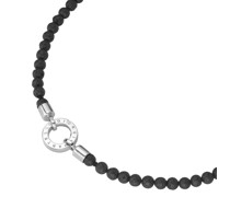 Kette aus Lavastein-Kugeln, Silber 925 Ketten Schwarz
