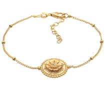 Armband Lotusblüte Blume Disc Münze 925 Silber Armbänder & Armreife