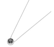 Collier mit schwarzem und weißem Zirkonia, Silber 925 Ketten Schwarz