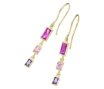 Ohrhaken farbige Zirkonia, Gelbgold 375 Ohrringe Violett