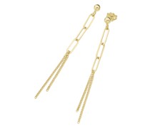 Ohrstecker mit Behang, ovale Glieder und Panzerkette, Silber 925 Ohrringe Gold