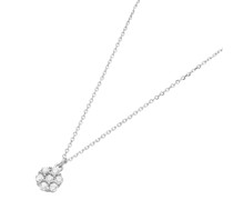 Collier Mittelteil Blüte mit Zirkonia, Gold 375 Ketten Weiss