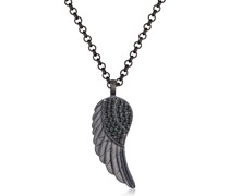 Halskette Flügel Oxid Schwarze Zirkonia Steine 925 Silberschmuck