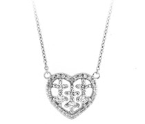Collier Mittelteil Herz mit Zirkonia Steinen, Silber 925 Ketten Weiss