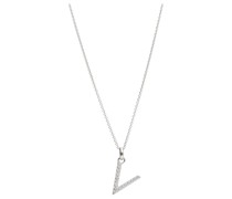 Kette Buchstabe V mit Zirkonia Steine, Silber 925 Ketten