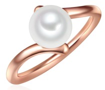 Ring Sterling Silber Süßwasser-Zuchtperle in Roségold Ringe Weiss
