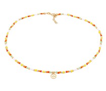 Halskette Choker Piece Glas Beads Boho Style 925 Silber Ketten