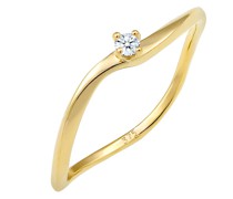 Ring Verlobung Welle Diamant (0.03 ct.) 375 Gelbgold Ringe