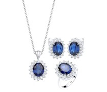 Schmuckset Saphirblau Zirkonia 925 Silber Schmuck-Set