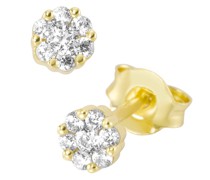 Ohrstecker Blüte, Zirkonia Steine, Silber 925 Ohrringe Gold