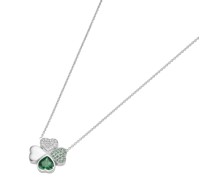 Collier Mittelteil Kleeblatt, Zirkonia und Kristallsteine, Silber 925 Ketten Grün
