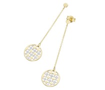 Ohrstecker mit Behang rund, bicolor, Gold 585 Ohrringe Hellbraun