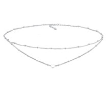 Halskette Choker Layer Look Kugelkette Herz Trend 925 Silber Ketten
