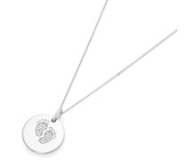 Kette Gravurplättchen mit Zirkoniafüßen, Silber 925 Ketten Weiss