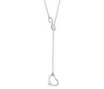 Halskette Y-Kette Herz Infinity Diamant (0.015ct) Silber Ketten